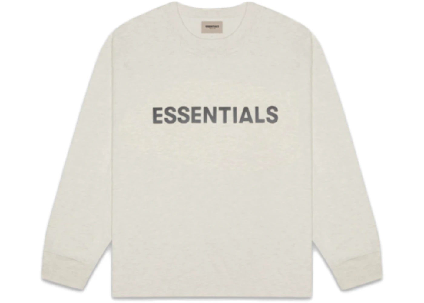 Fear of God Essentials Boxy Long Sleeve T-Shirt Applique Logo Oatmeal/Oatmeal Heather/Light Heather Oatmeal