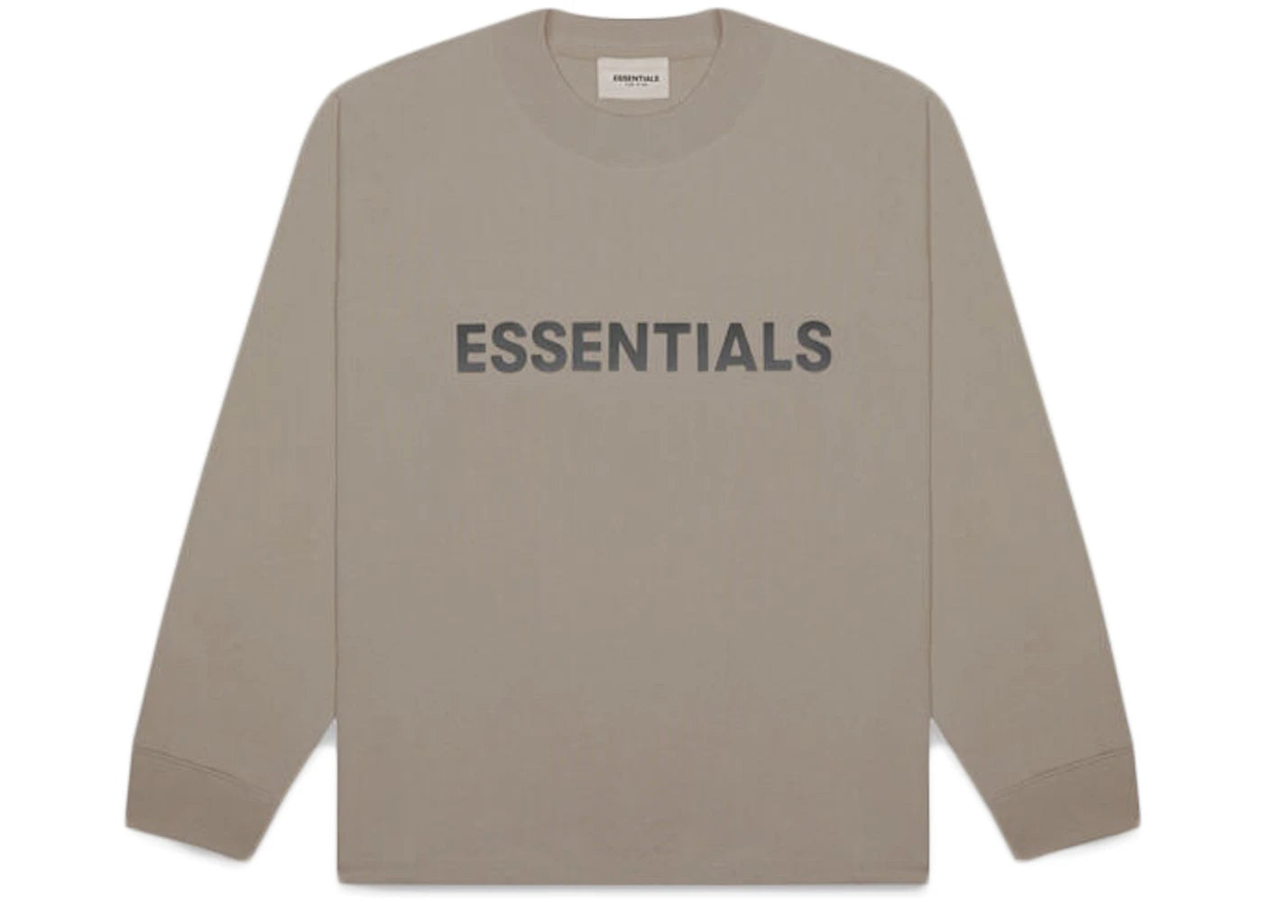 Fear of God Essentials Boxy Long Sleeve T-Shirt Applique Logo Taupe