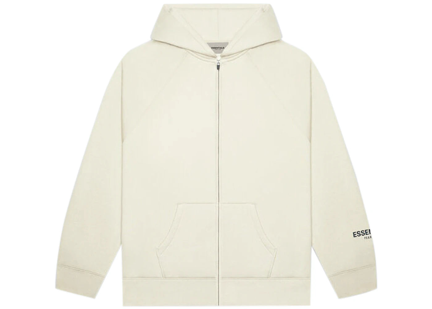 Fear of God Essentials Full Zip Up Hoodie Applique Logo Buttercream