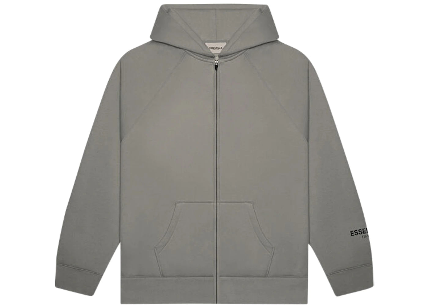 Fear of God Essentials Full Zip Up Hoodie Applique Logo Gray Flannel/Charcoal