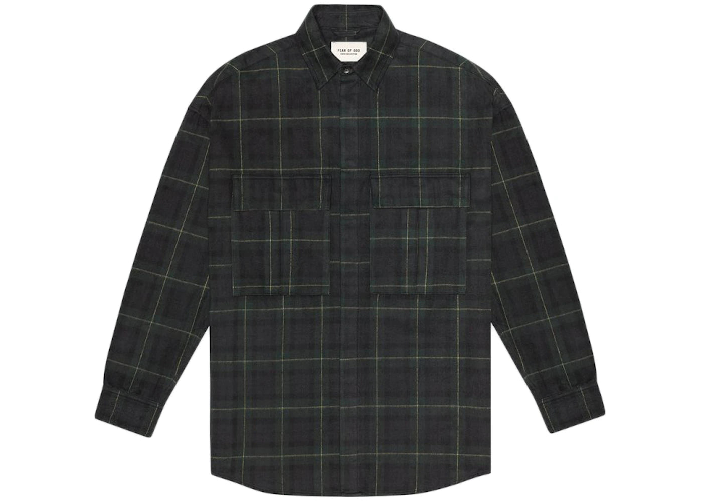 Fear of God Long Sleeve Plaid Button Up Shirt Green