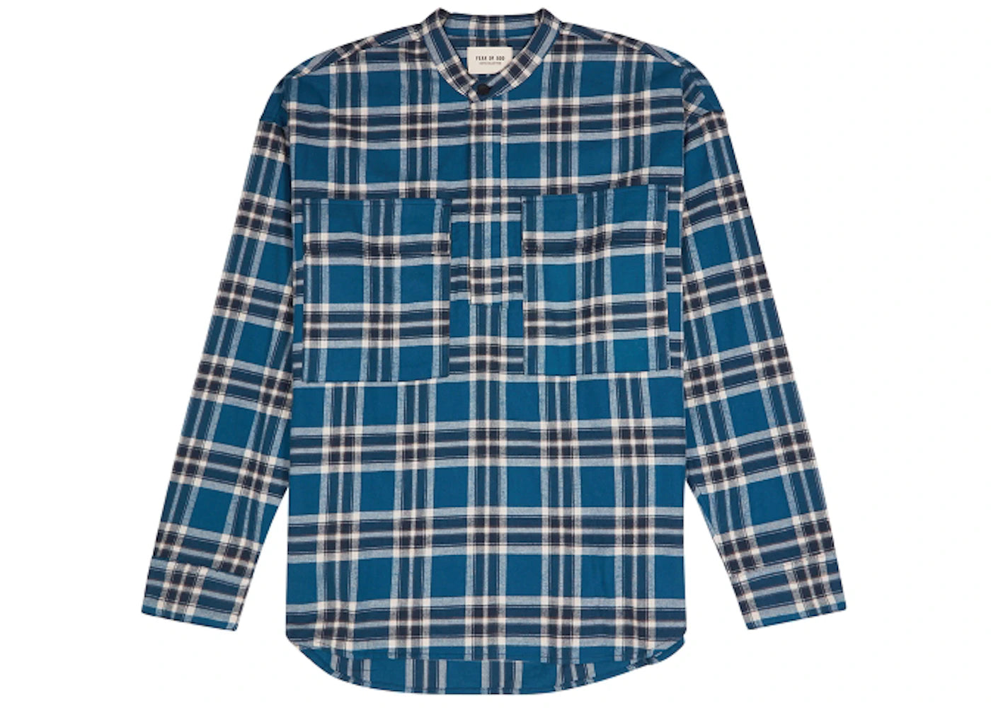 Fear of God Plaid Pullover Henley Dad Shirt Blue