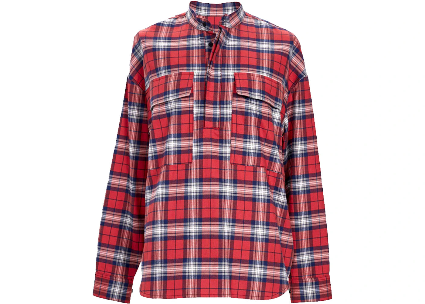 Fear of God Plaid Pullover Henley Shirt Red/White/Navy