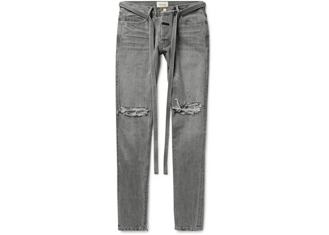 Fear of God Skinny Fit Distressed Denim with Ankle Zippers Janes God Grey