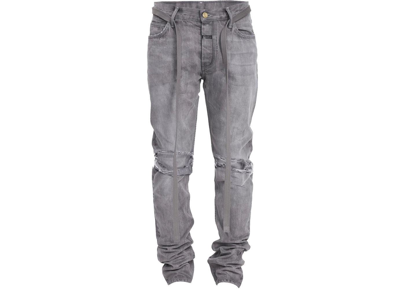 Fear of God Slim Fit Distressed Denim Jeans God Grey