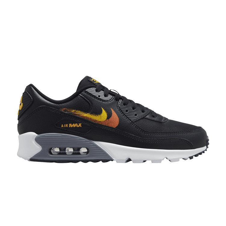 Nike Air Max 90 Spray Paint Swoosh Black University Gold
