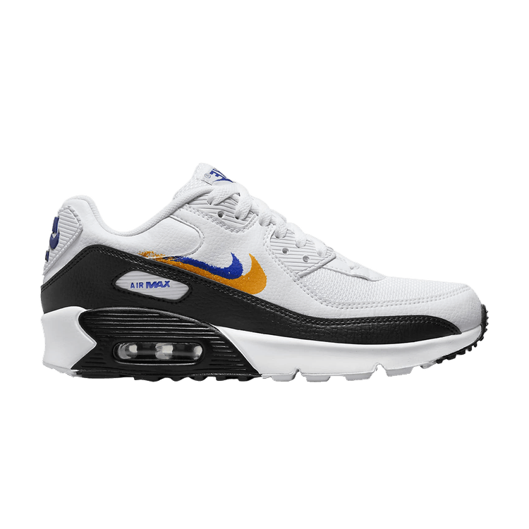 Nike Air Max 90 Double Swoosh White Black Gold Royal (GS)