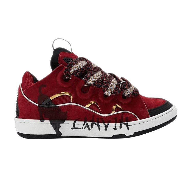 Lanvin Curb Sneakers Red Gold