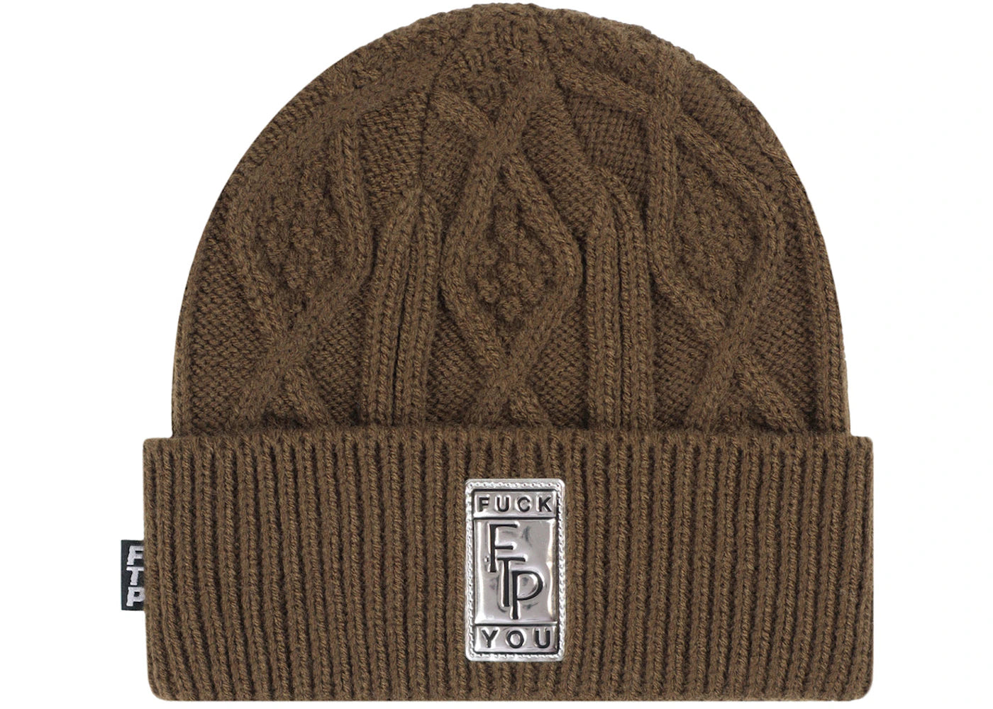 FTP Big Body Cable Knit Beanie Brown