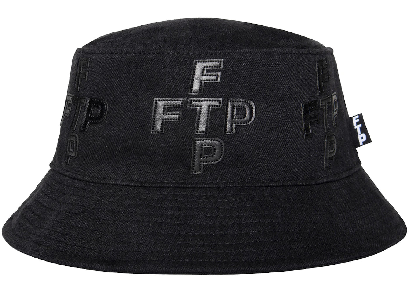 FTP Cross Logo Denim Bucket Hat Black