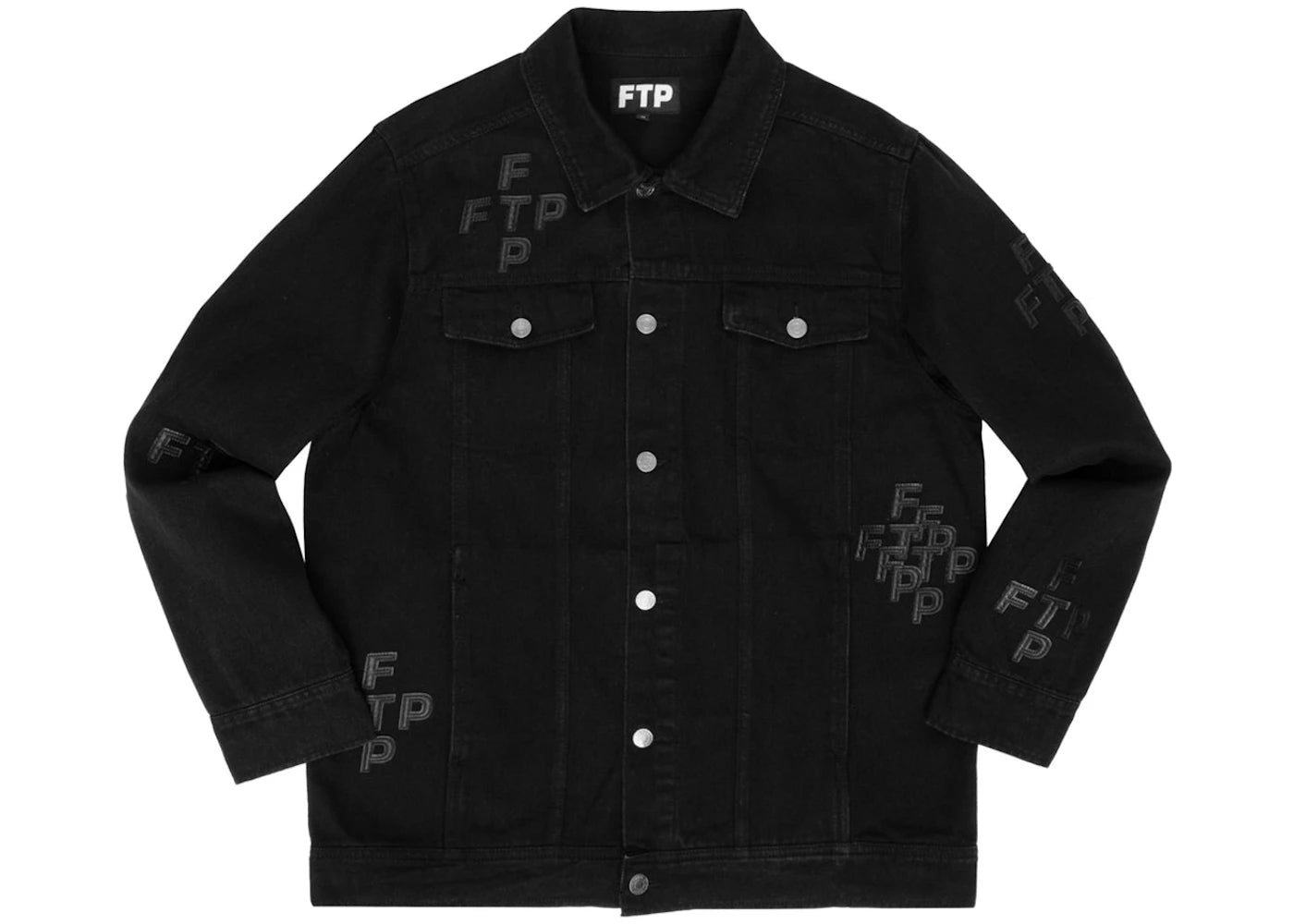 FTP Cross Logo Denim Trucker Jacket Black