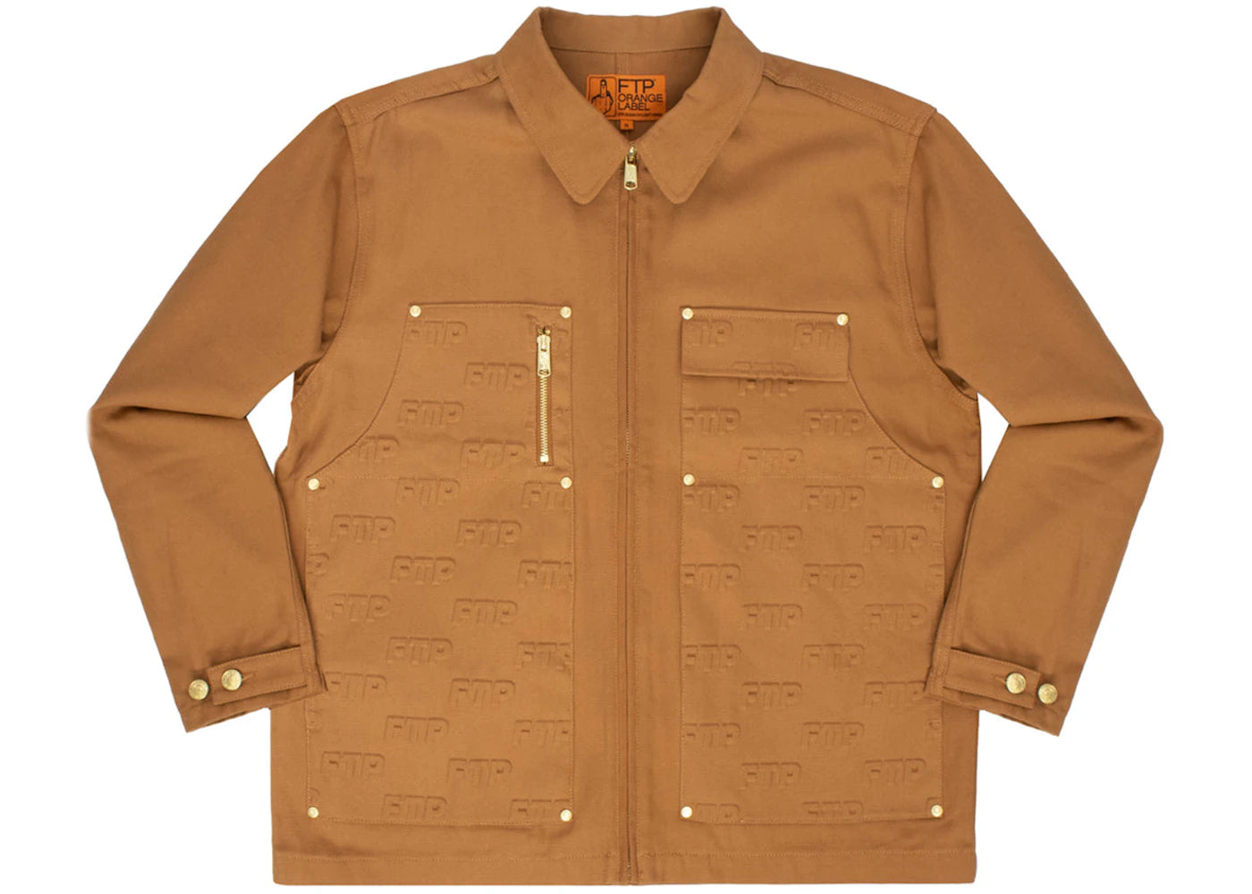 FTP Embossed Logo Work Jacket Brown