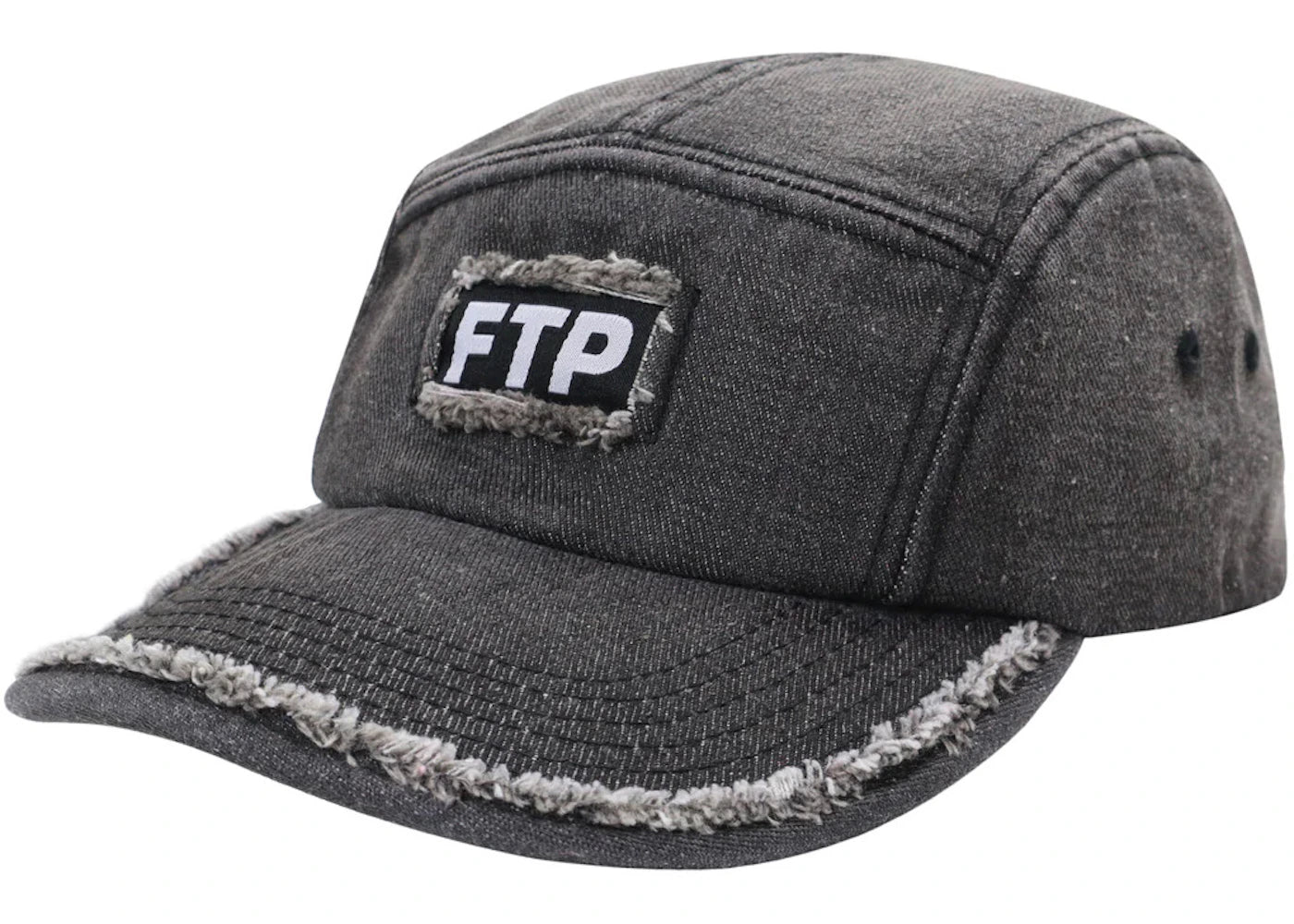 FTP Frayed Denim Logo Camp Hat Black