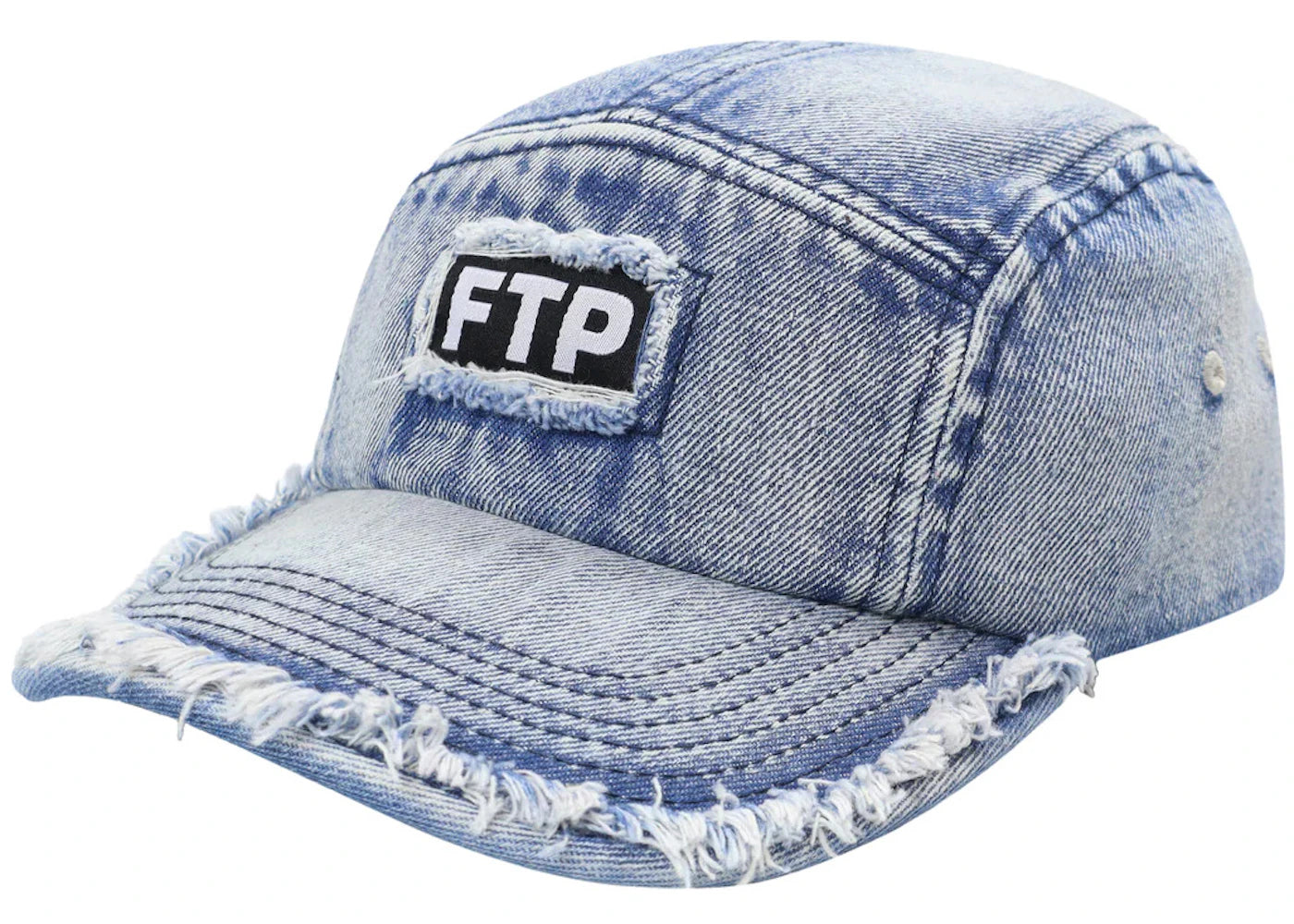 FTP Frayed Denim Logo Camp Hat Light Indigo