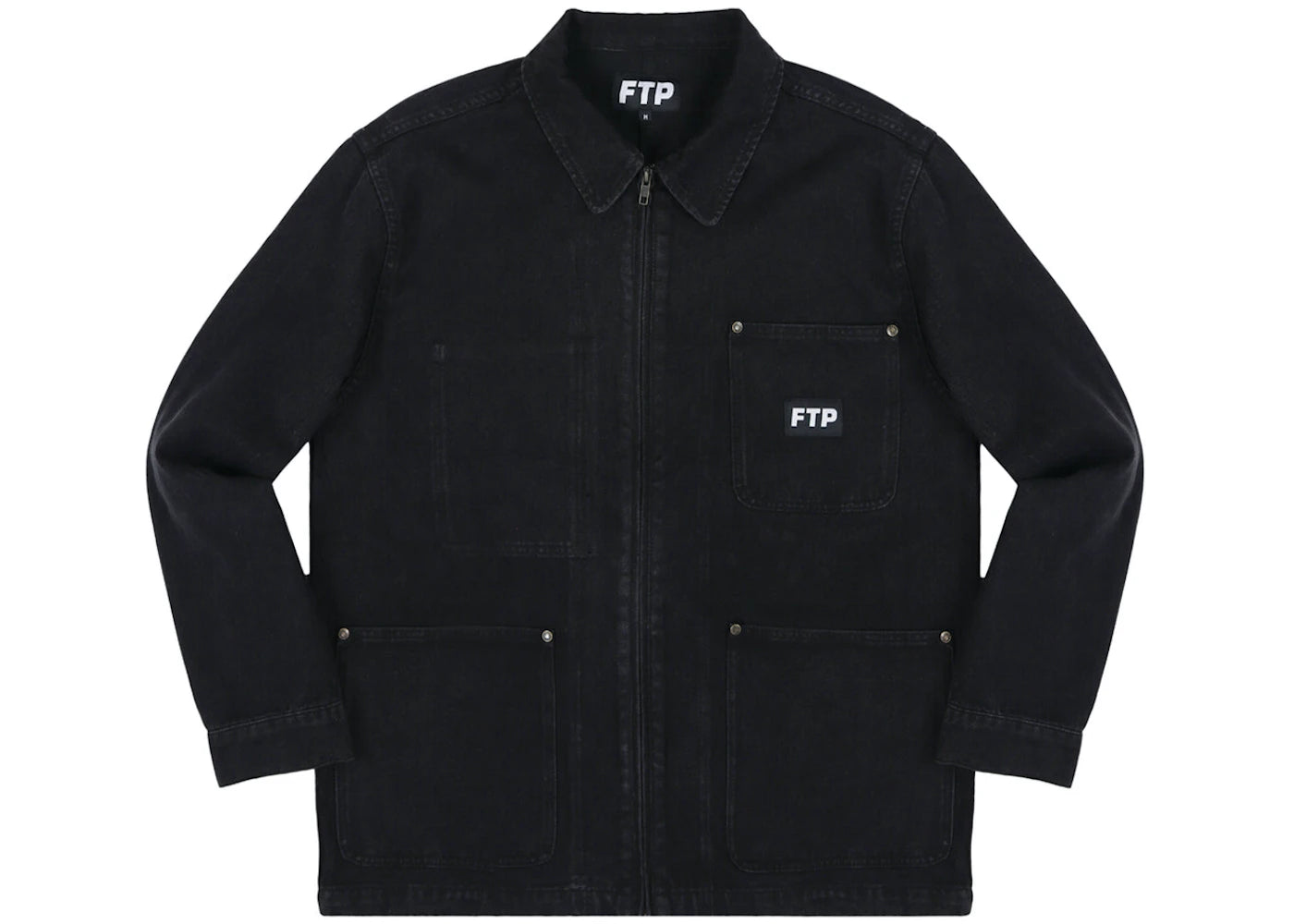 FTP Frayed Denim Logo Chore Jacket Black