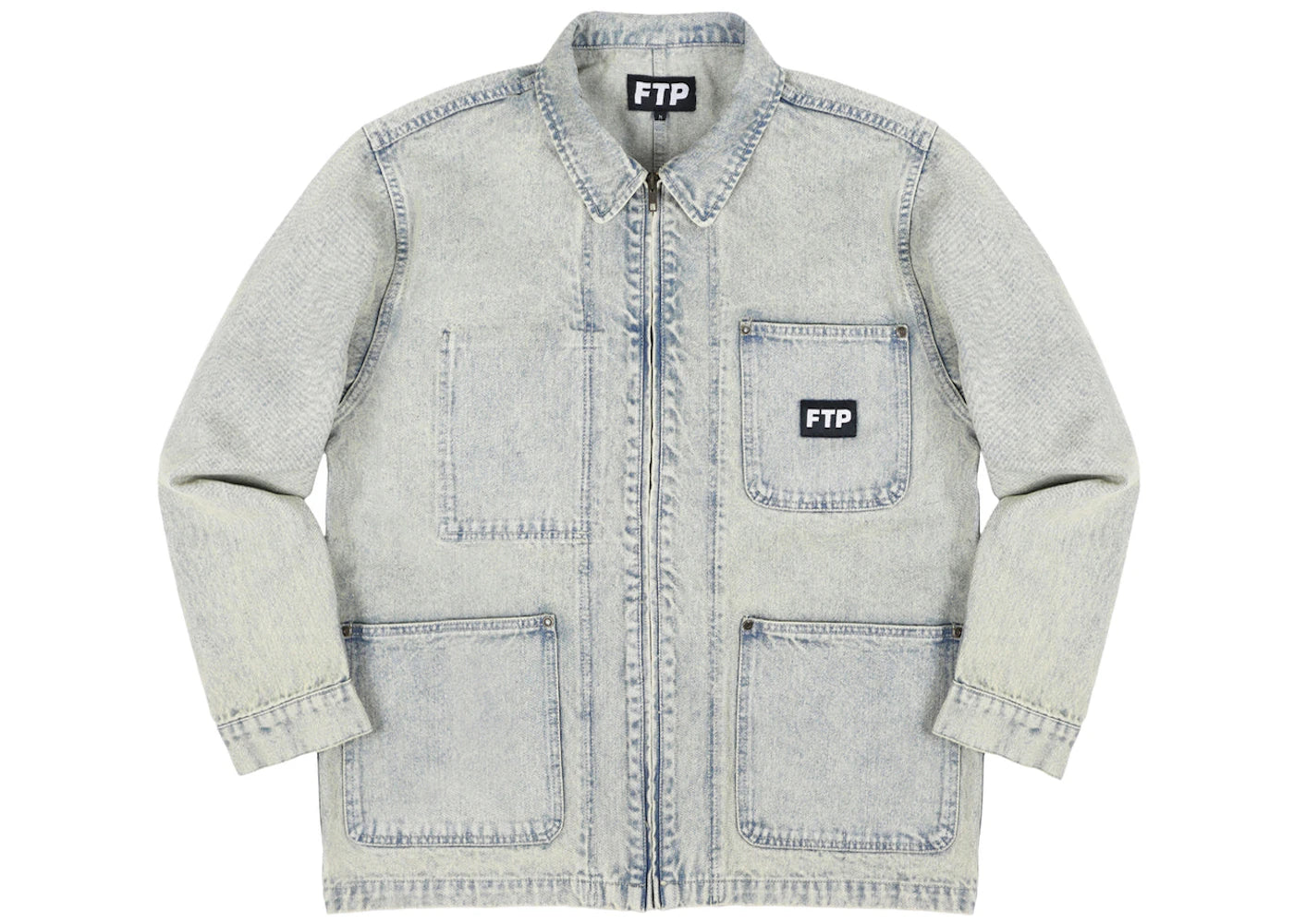 FTP Frayed Denim Logo Chore Jacket Dirt Wash