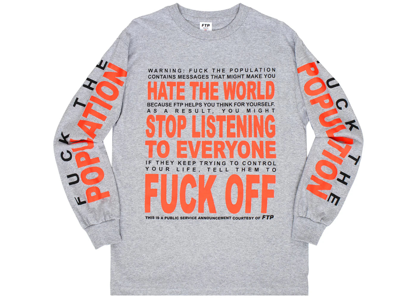 FTP Hate The World L/S T-shirt Heather Grey