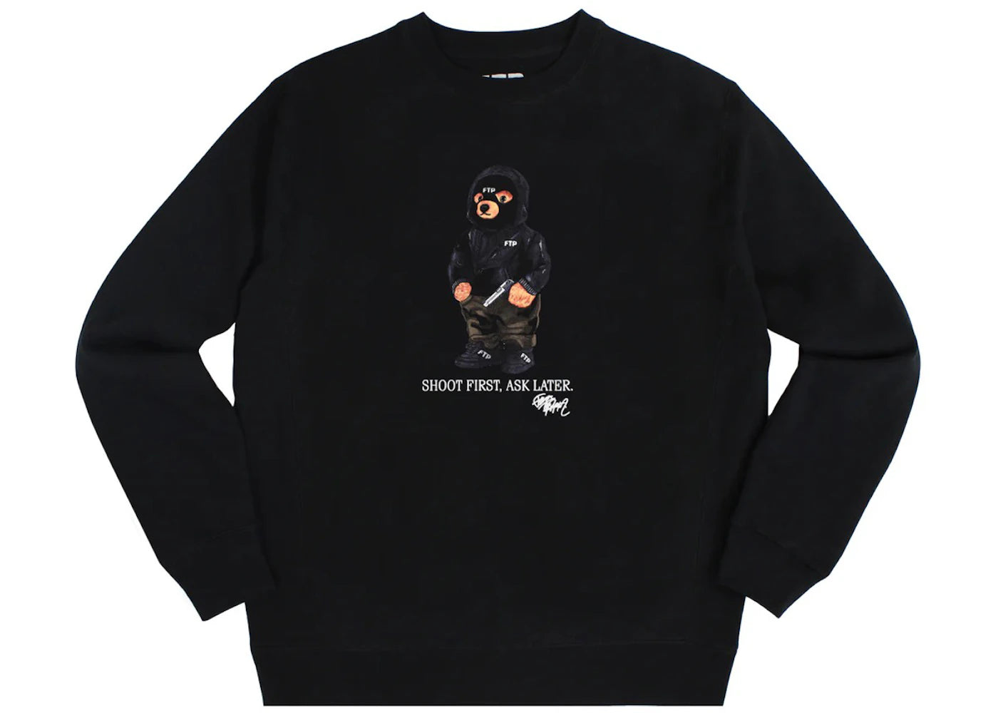 FTP Hooded Bear Crewneck Black