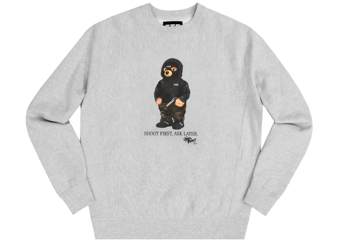 FTP Hooded Bear Crewneck Heather Grey