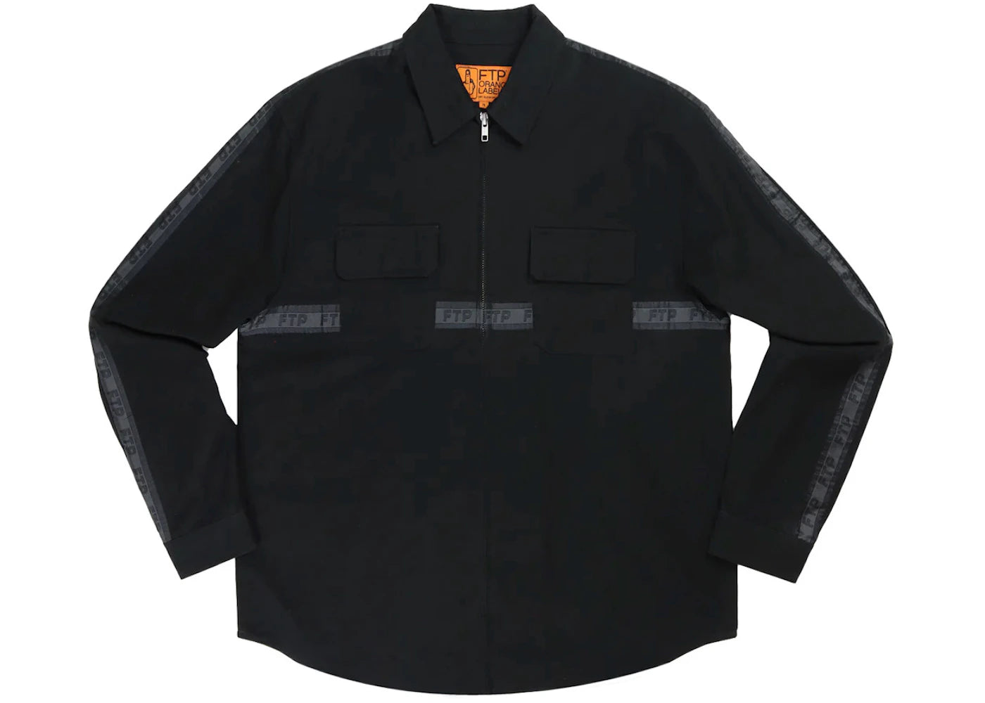 FTP Logo Tape Zip Up Work Shirt Black