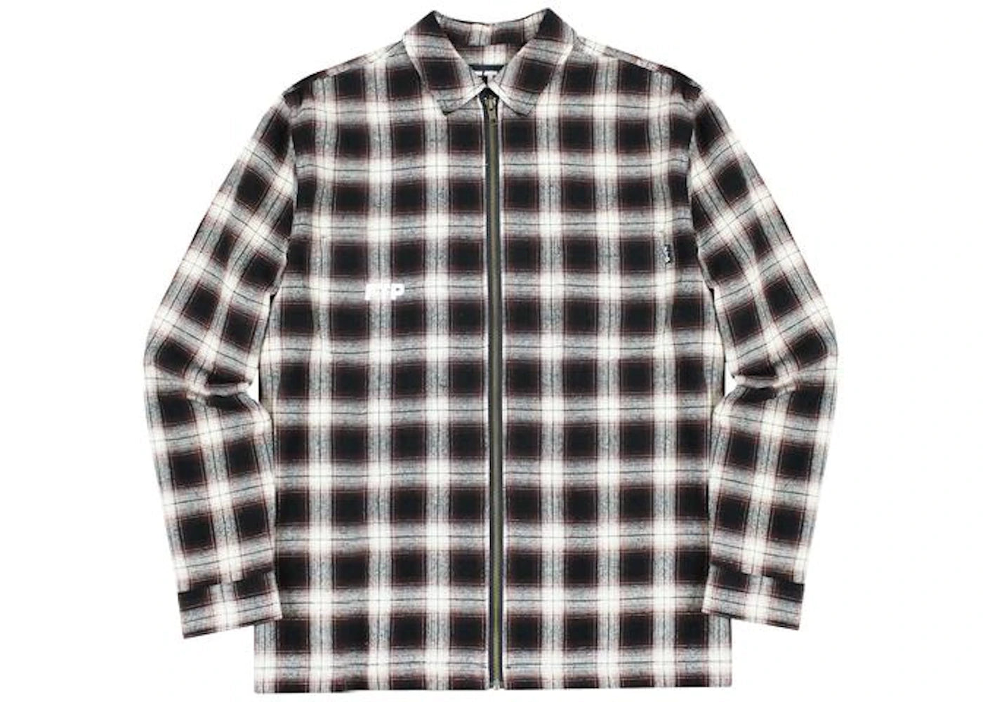 FTP Plaid L/S Zip Up Shirt Brown