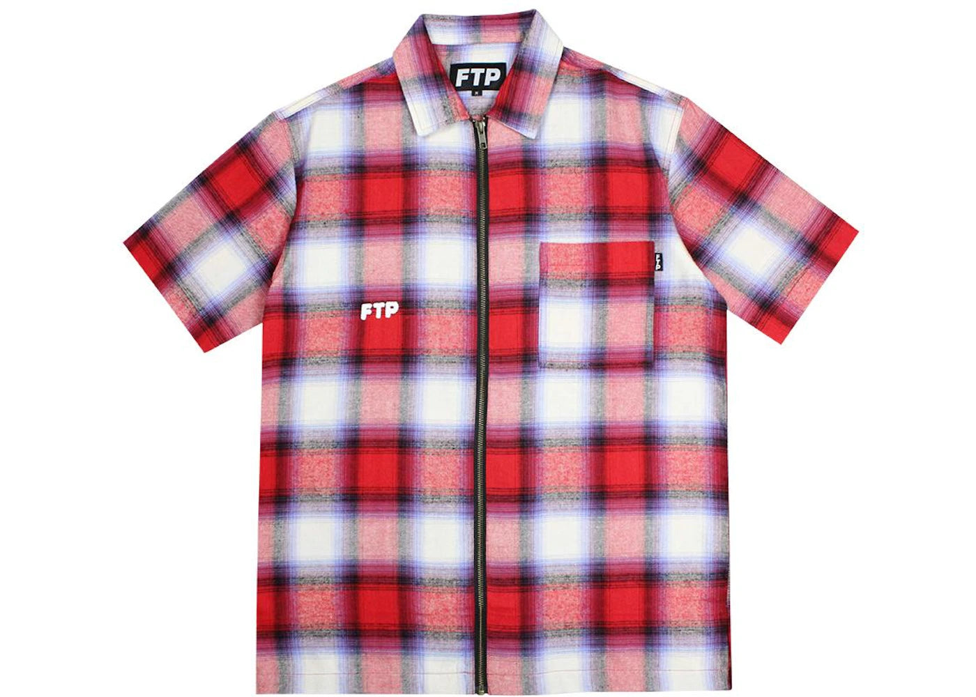 FTP Shadow Plaid Zip Up Shirt Red