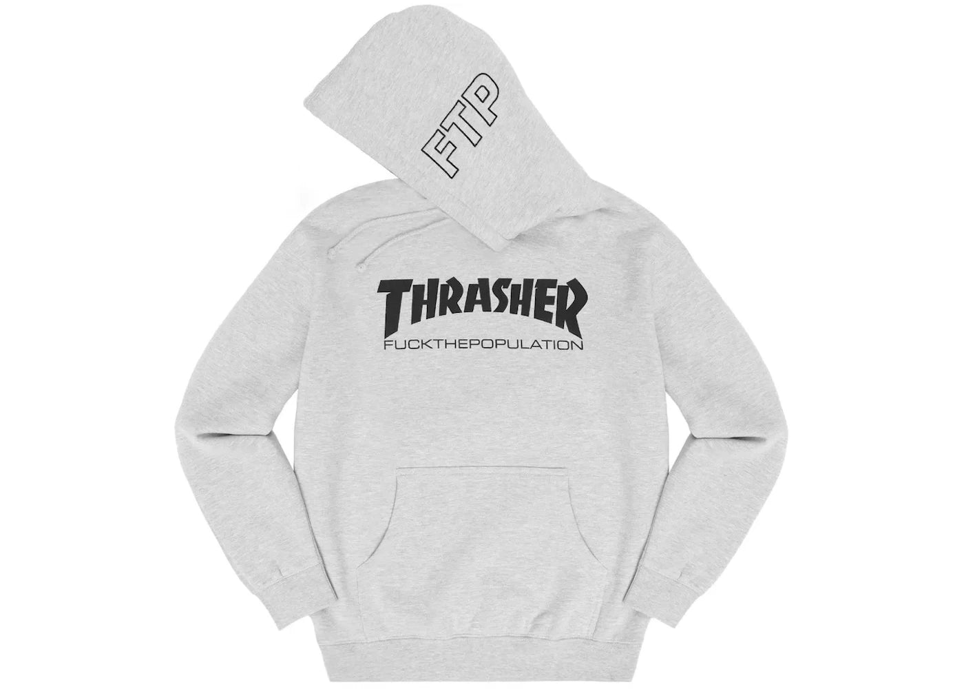 FTP Thrasher Logo Pullover Hoodie Heather Grey