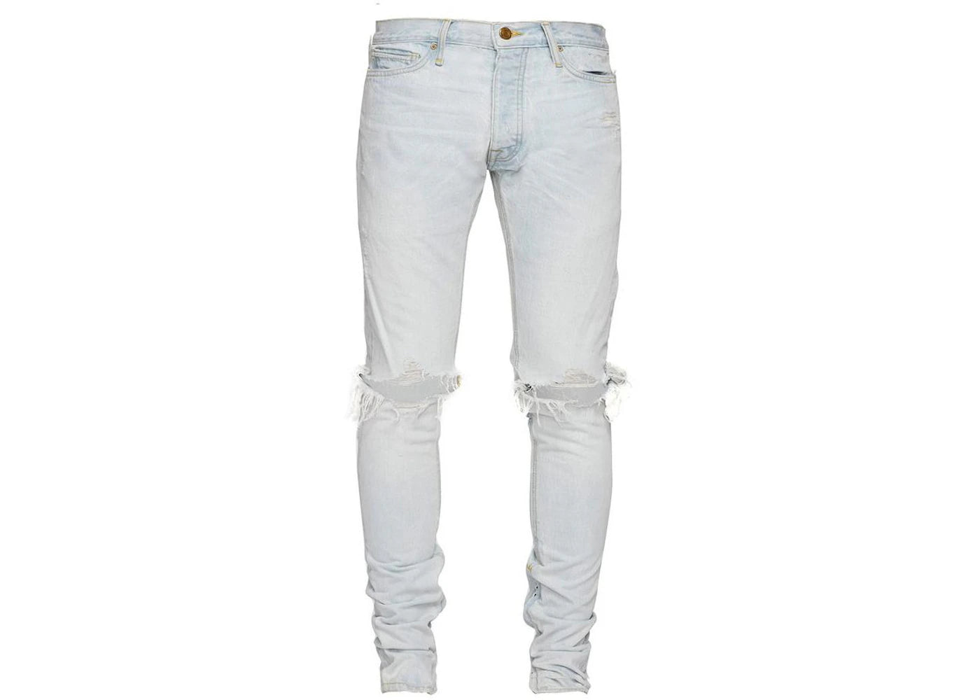 Fear of God Distressed Light Indigo Selvedge Denim Jeans Indigo