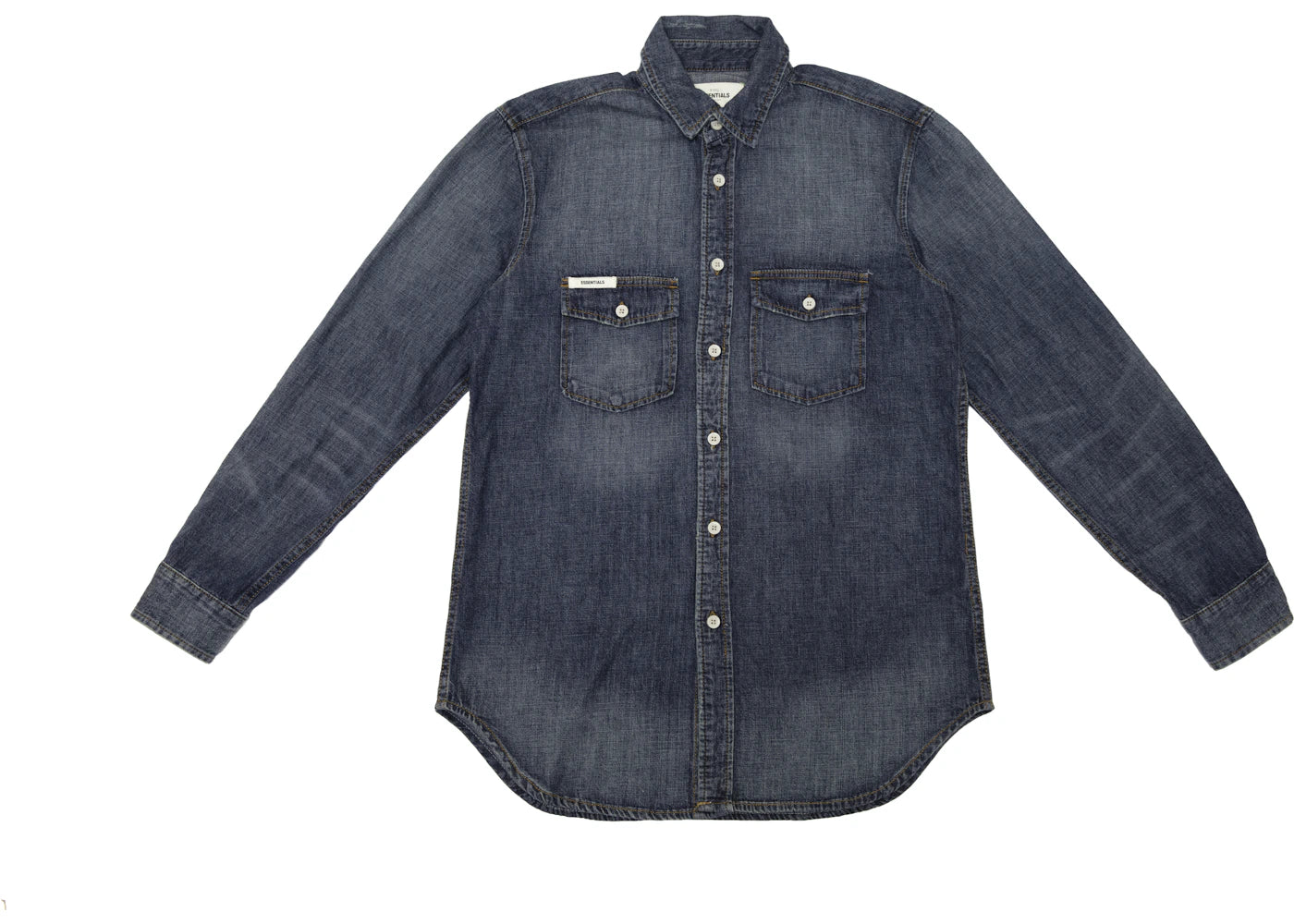 Fear of God Essentials Denim Long Sleeve Button Up Shirt Indigo