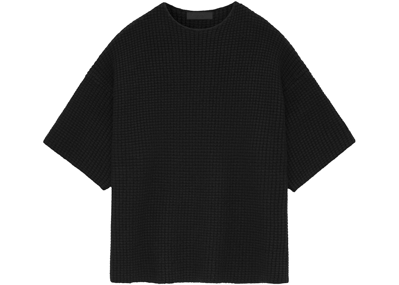 Fear of God Essentials Heavy Waffle Short Sleeve Crewneck Sweater Black