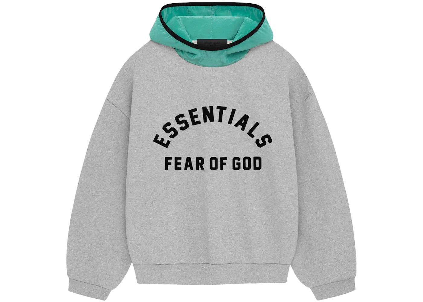 Fear of God Essentials Nylon Fleece Hoodie Light Heather Grey/Mint Leaf