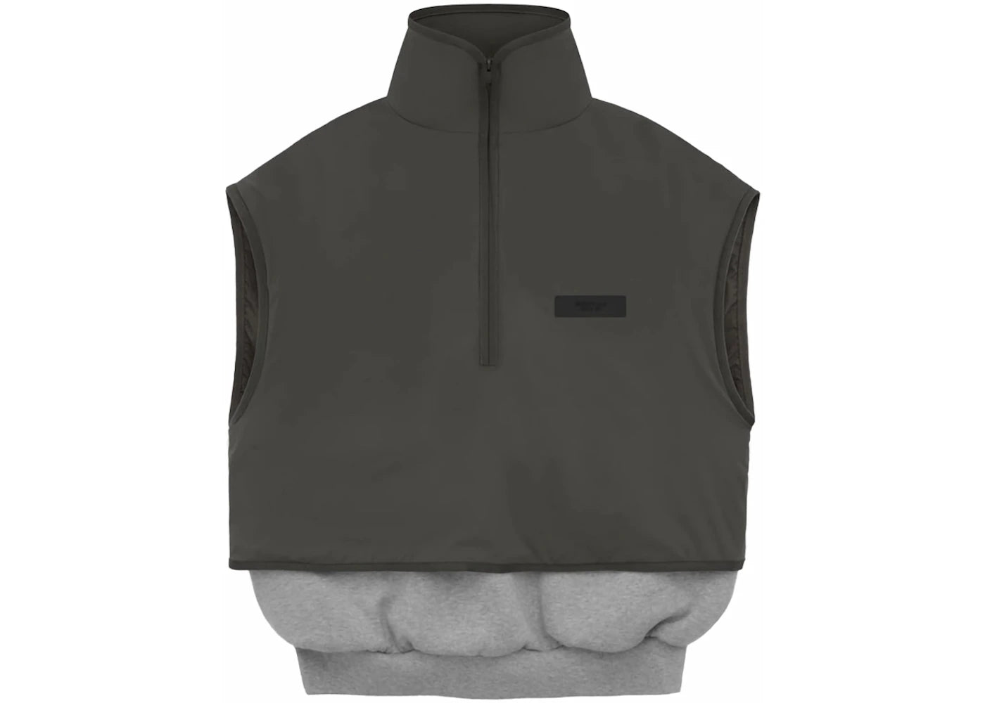 Fear of God Essentials Nylon Fleece Mockneck Vest Dark Heather Oatmeal/Ink