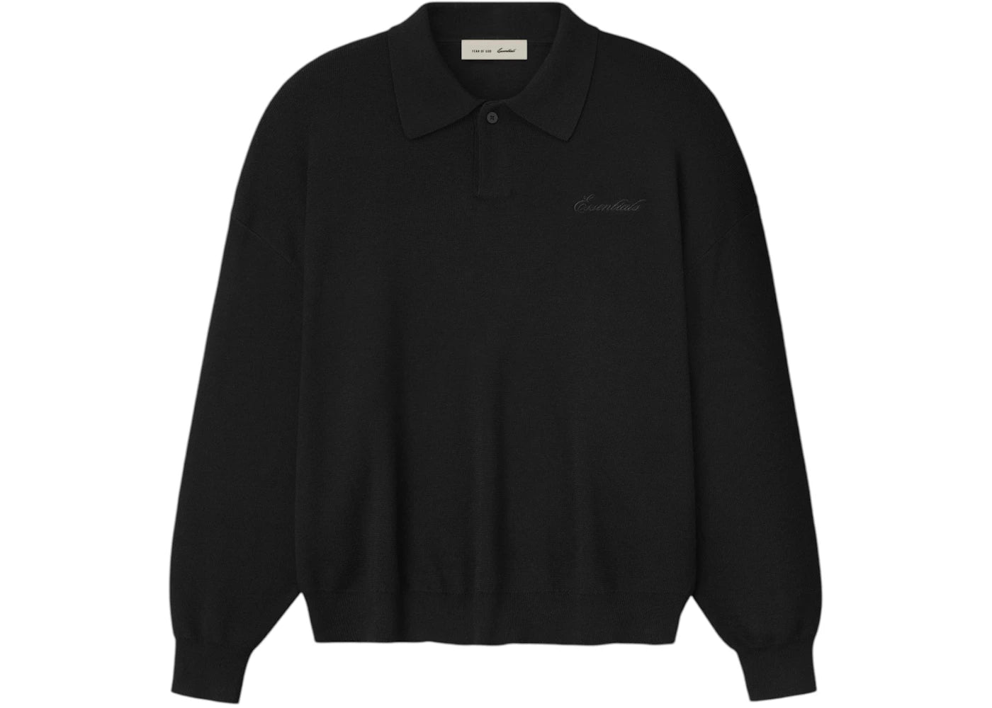 Fear of God Essentials Signature 90's Knit Polo Vintage Black