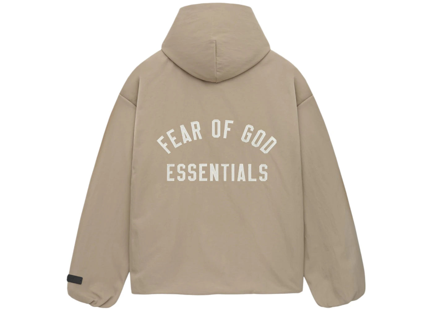 Fear of God Essentials Textured Nylon Hooded Coaches Jacket Desert Sand