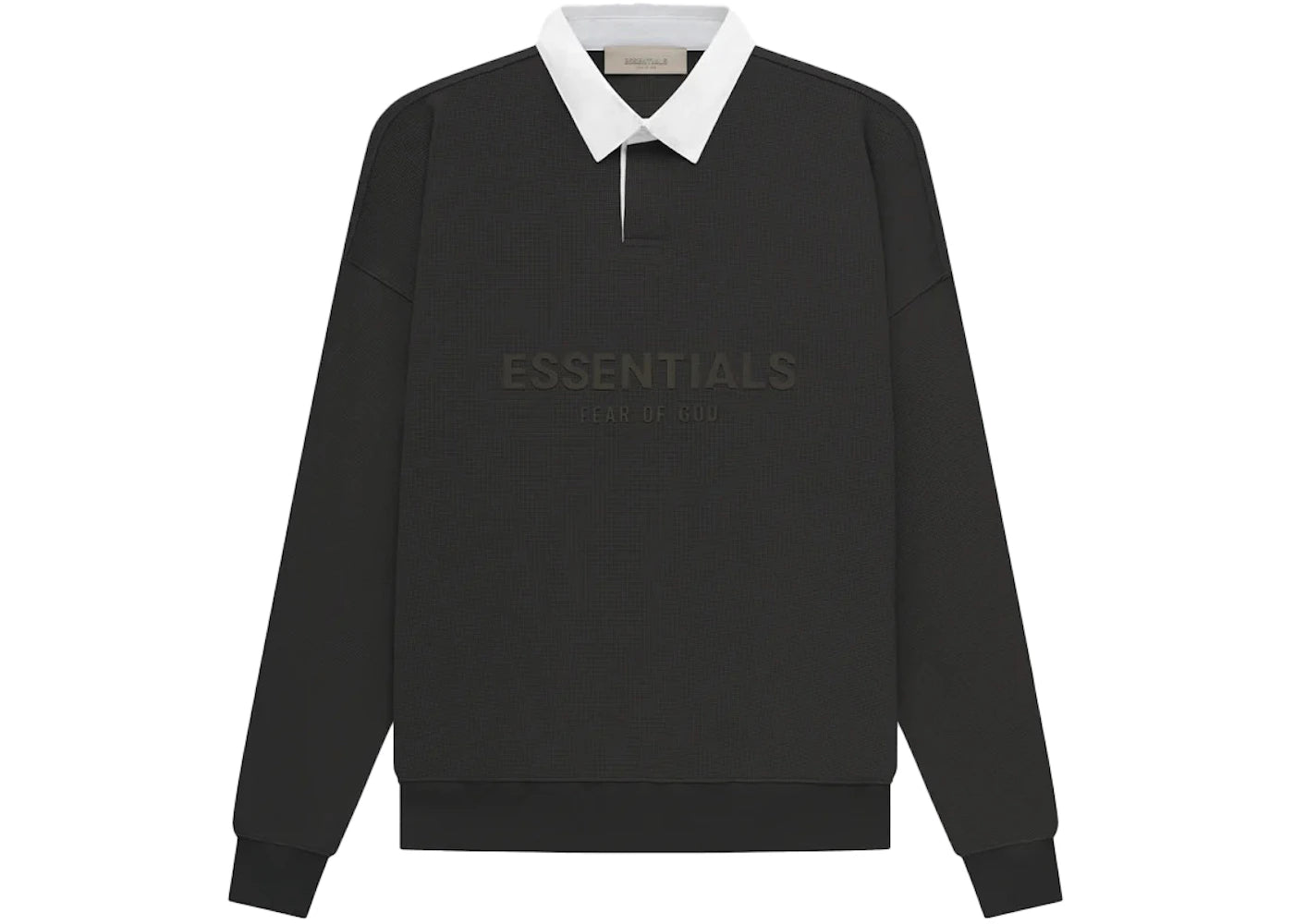 Fear of God Essentials Waffle Henley Rugby Off Black