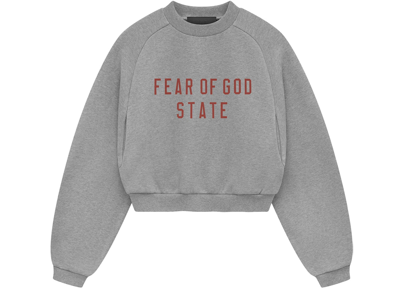 Fear of God Essentials Womens Fleece Cropped Crewneck Dark Heather