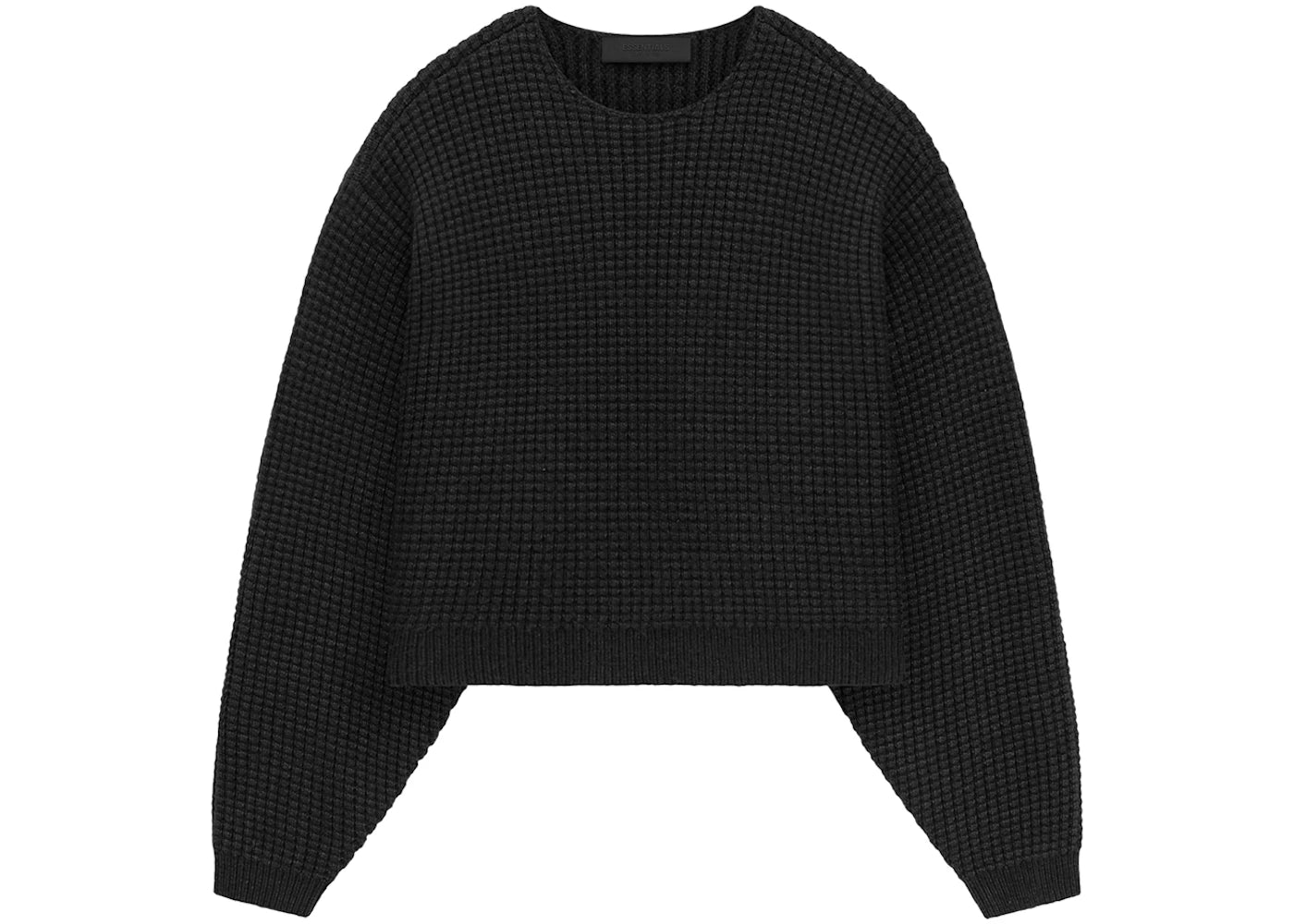 Fear of God Essentials Womens Heavy Waffle Cropped Crewneck Black