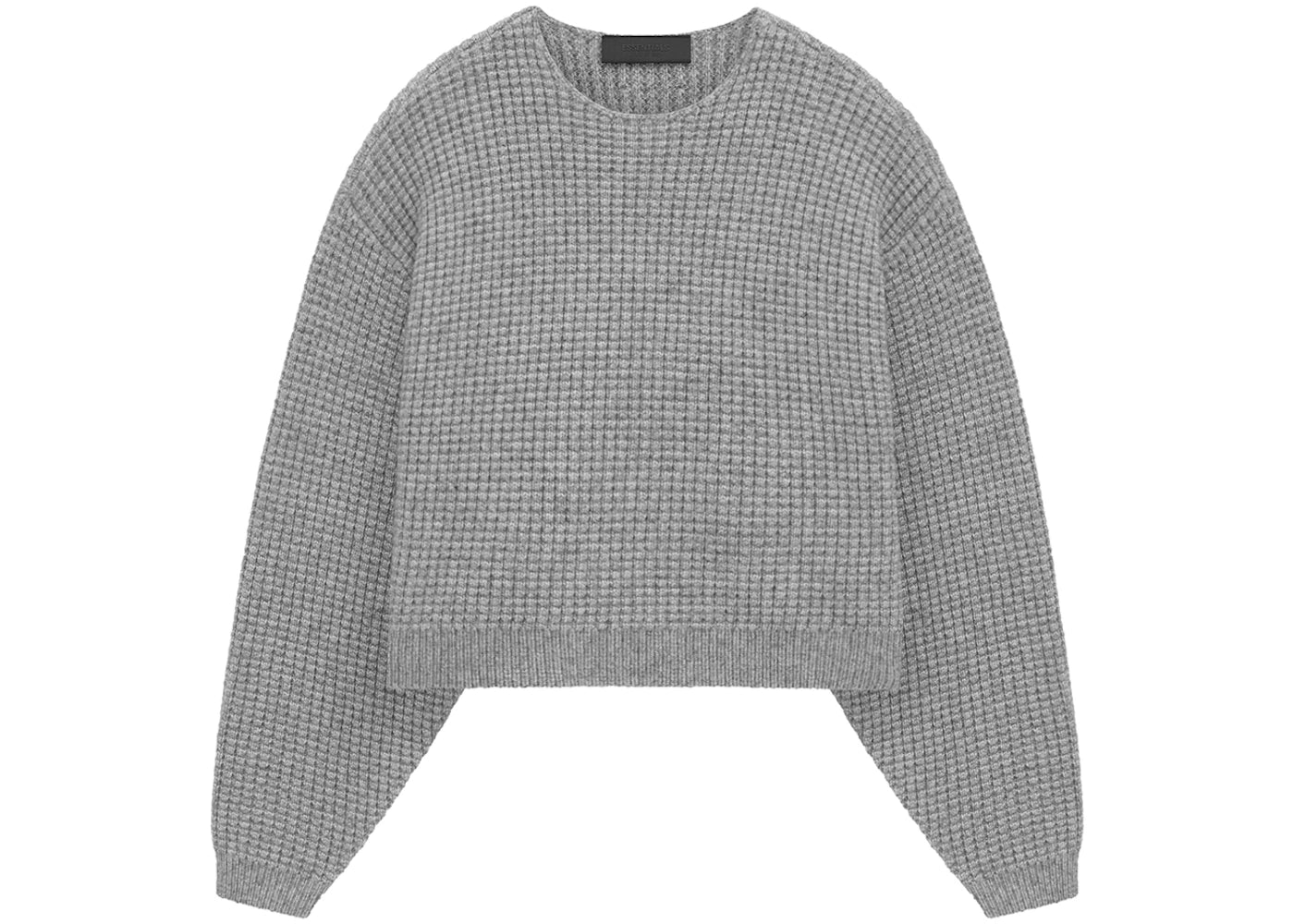 Fear of God Essentials Womens Heavy Waffle Cropped Crewneck Dark Heather