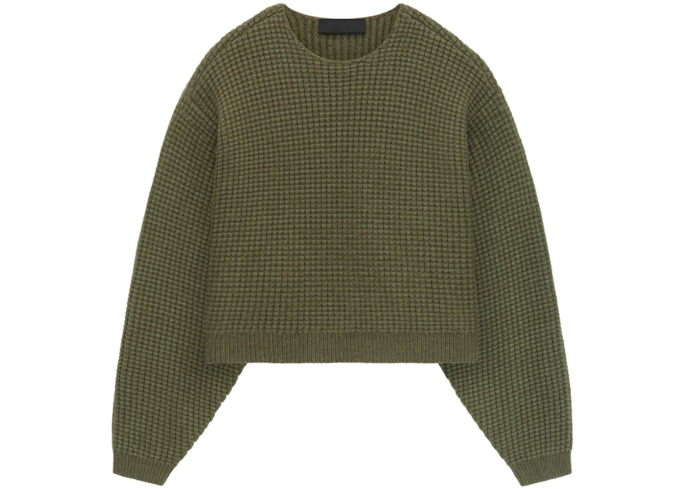 Fear of God Essentials Womens Heavy Waffle Cropped Crewneck Military