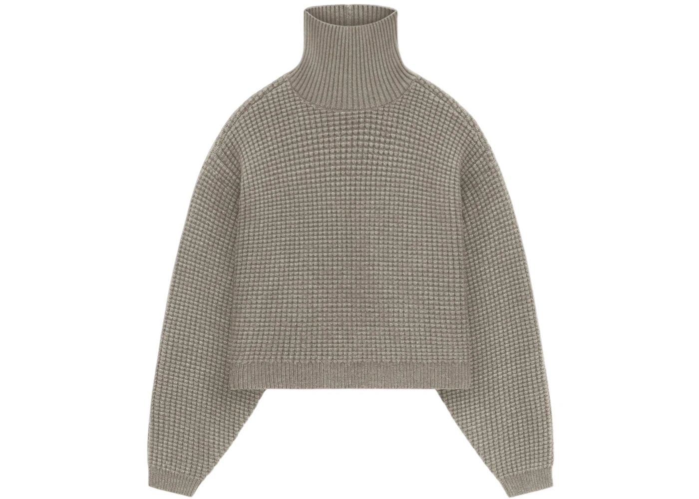 Fear of God Essentials Women's Heavy Waffle Cropped Turtleneck Heather Gray