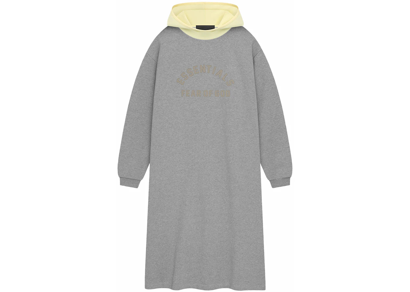 Fear of God Essentials Women's Nylon Fleece Hooded Dress Dark Heather Oatmeal/Garden Yellow