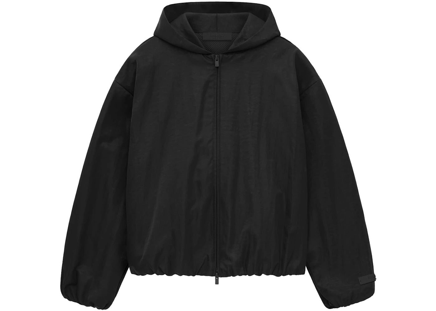 Fear of God Essentials Womens Textured Nylon Hooded Bomber Black