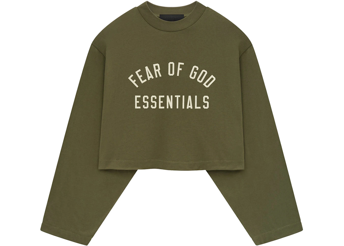 Fear of God Essentials Womens Tri-Blend Cropped Longsleeve Shirt Military