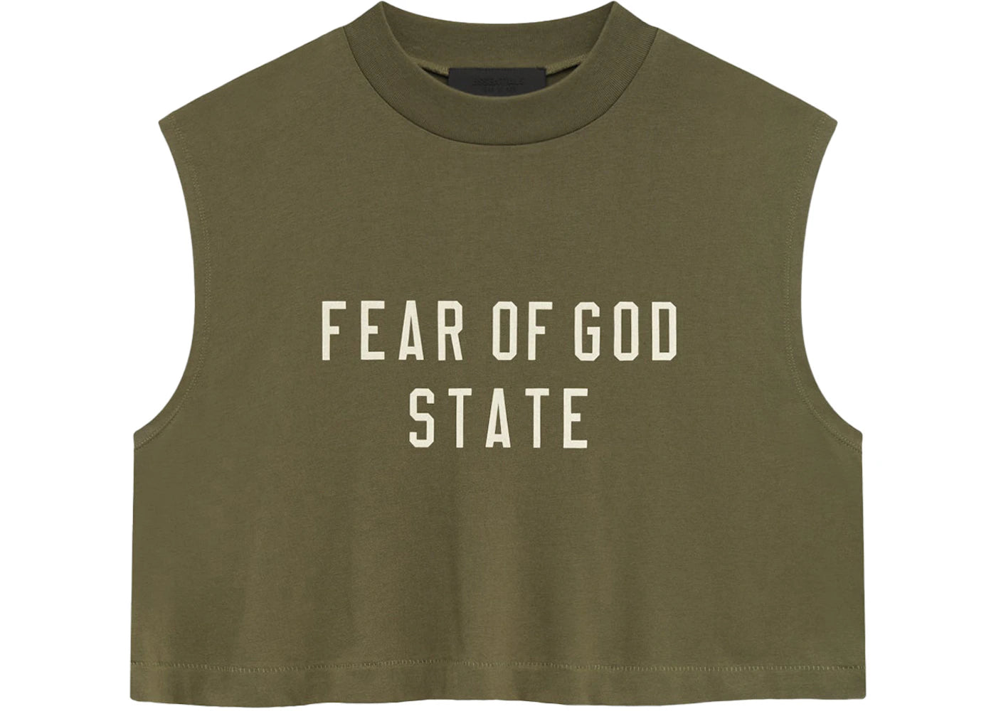 Fear of God Essentials Womens Tri-Blend Cropped Muscle Tee Military