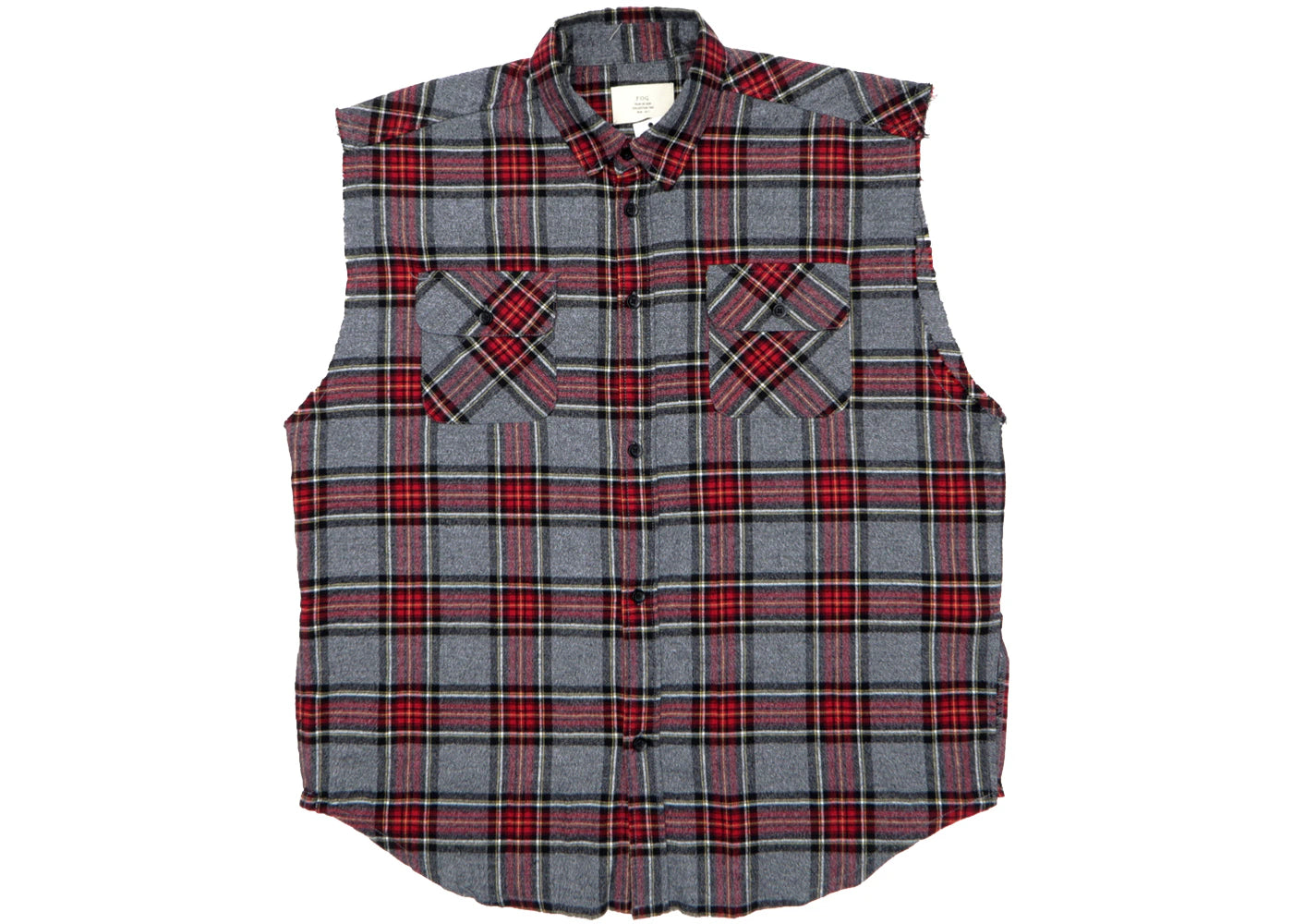 Fear of God FOG Sleeveless Plaid Flannel Shirt Grey