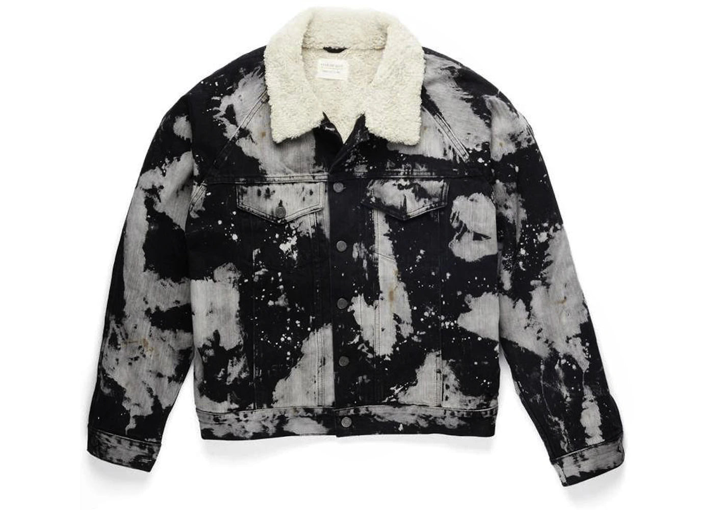 Fear of God Maxfield Tie Dye Raglan Sherpa Denim Trucker Jacket Black/White