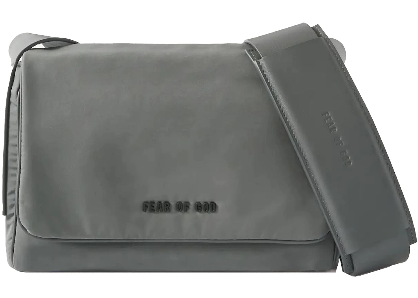 Fear of God Mr. Porter Exclusive Logo-Appliquéd Leather-Trimmed Shell Messenger Bag Gray