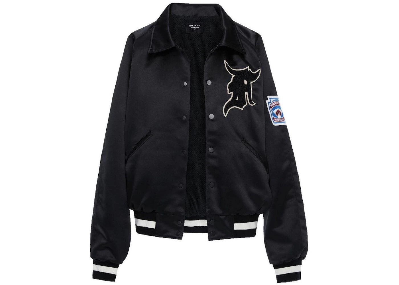 Fear of God Satin MANUEL Baseball Coaches Jacket Black