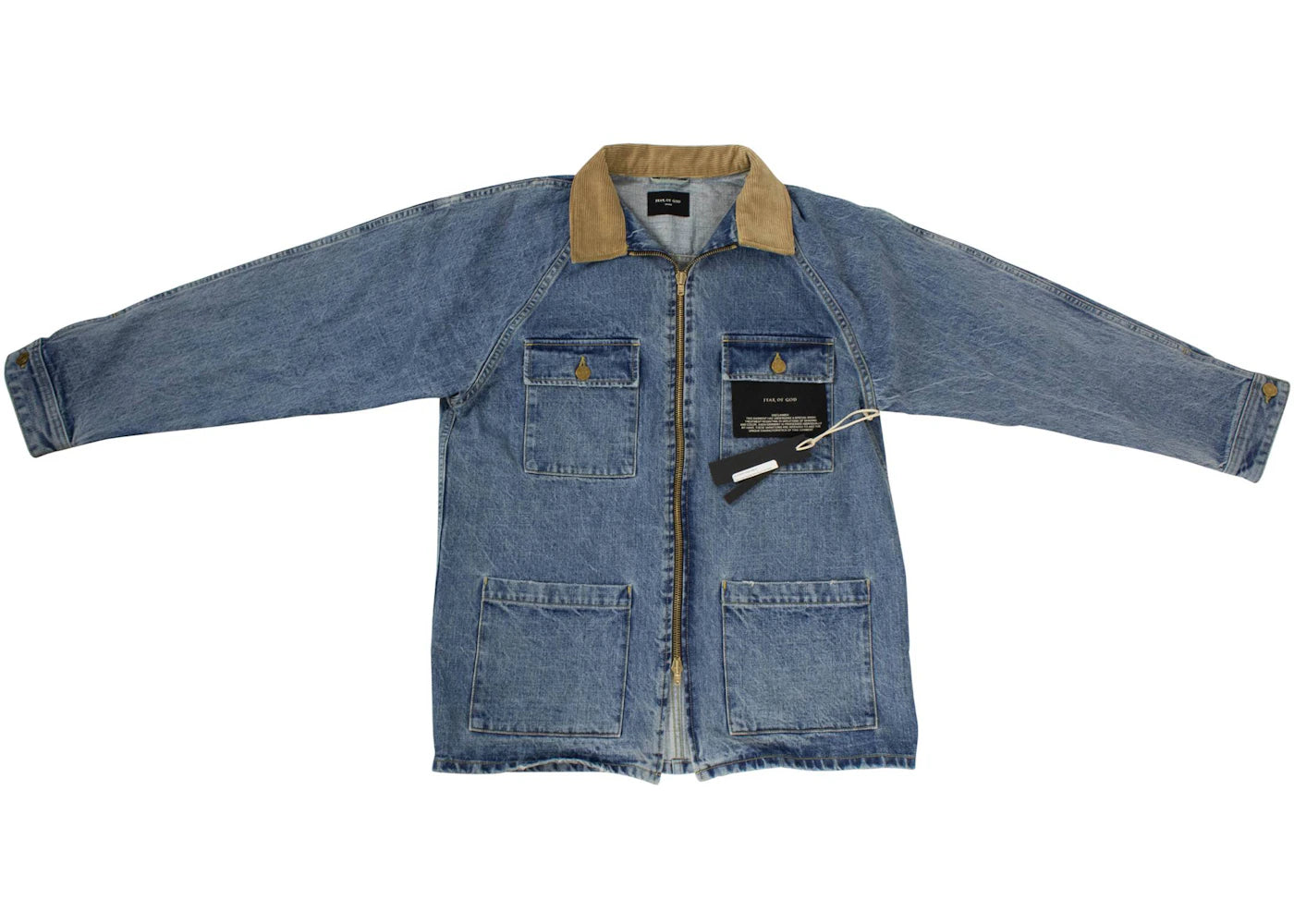 Fear of God Vintage Light Indigo Selvedge Denim Long Trucker Jacket Indigo