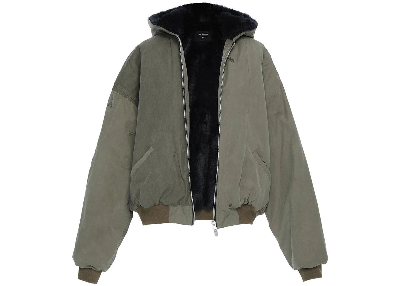 Fear of God Vintage Military Faux Rabbit Fur Hoodie Military Green